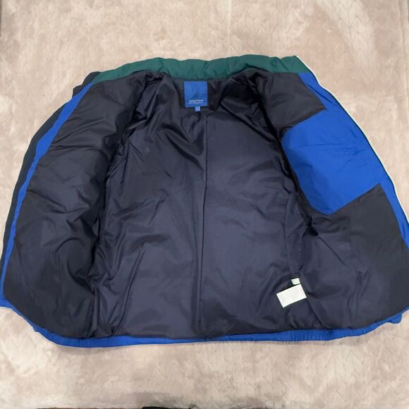 NAUTICA BLUE SAIL COLORBLOCK WATER RESISTANT PUFFER DOWN JACKET XL - Picture 4 of 8